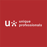 Unique Professional Logo auf rotem Hintergrund
